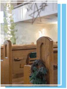 Advent journey candles and Bible open at Platt Park Church in Denver, CO.